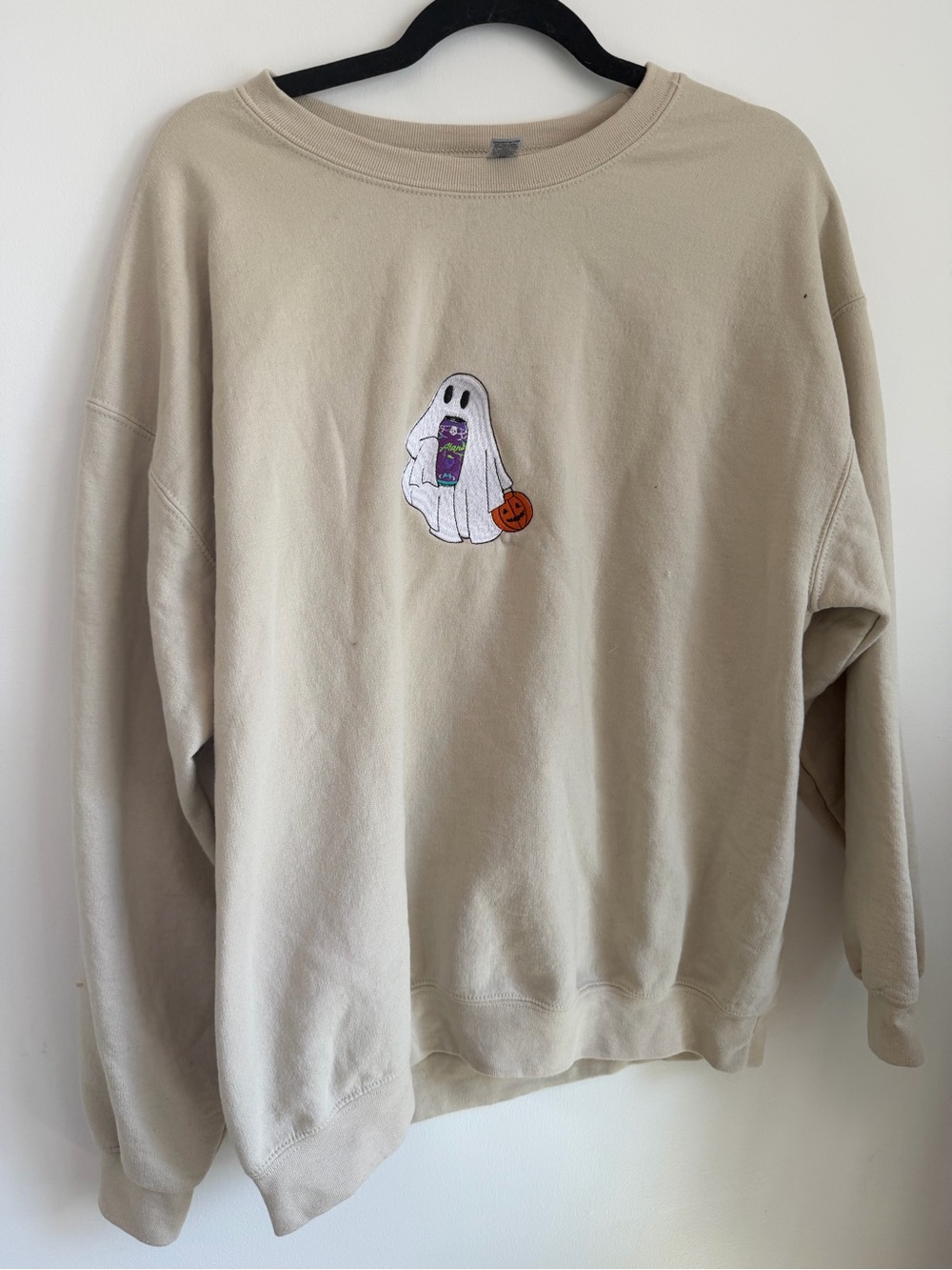 Beige Crewneck Sweatshirt with Alani Witches Brew Ghost
